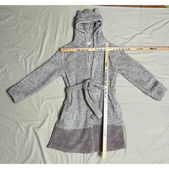 Daydreams Women's Small Medium Hooded Tie-Belt Bathrobe Two-Tone Gray Super Soft - Picture 6 of 14